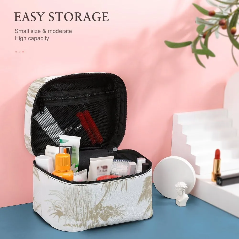 CHIGUA Tropical Palm Trees Scenery Portable Travel Organizer Cosmetic Bag for Women Makeup Bag Handy Toiletry Washing Bag Receiving Bag Accessories Travelling Essentials Storage Pouch