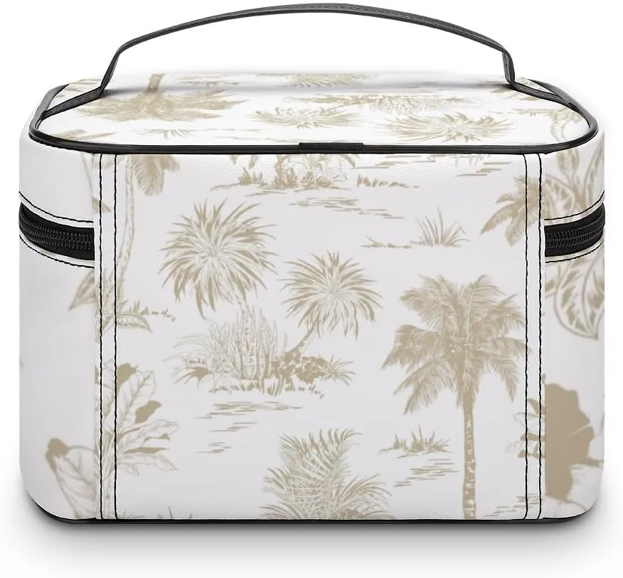 CHIGUA Tropical Palm Trees Scenery Portable Travel Organizer Cosmetic Bag for Women Makeup Bag Handy Toiletry Washing Bag Receiving Bag Accessories Travelling Essentials Storage Pouch