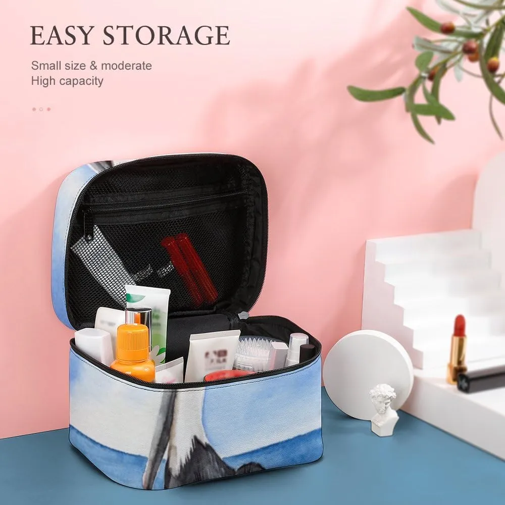 CHIGUA White Pelican Black Wings Large Beak Portable Travel Organizer Cosmetic Bag for Women Makeup Bag Handy Toiletry Washing Bag Receiving Bag Accessories Travelling Essentials Storage Pouch