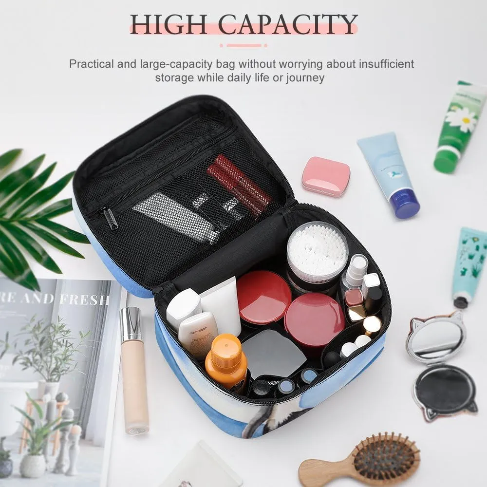 CHIGUA White Pelican Black Wings Large Beak Portable Travel Organizer Cosmetic Bag for Women Makeup Bag Handy Toiletry Washing Bag Receiving Bag Accessories Travelling Essentials Storage Pouch