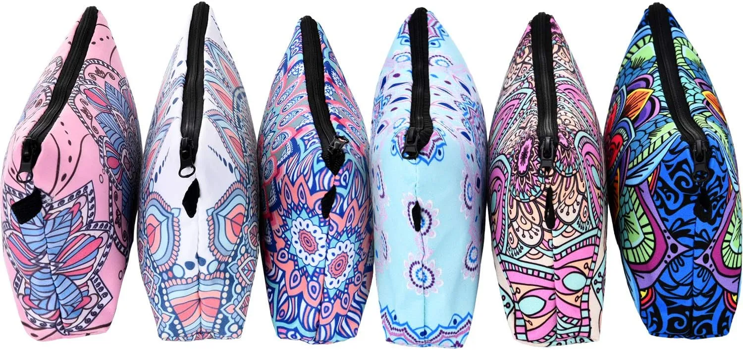 Chuangdi 6 Pieces Makeup Bag Toiletry Pouch Waterproof Cosmetic Bag with Zipper Travel Packing Pouch 8.7 x 5.3 Inch Small Cosmetic Organizer Accessory for Women and Men(Multicolor Style)