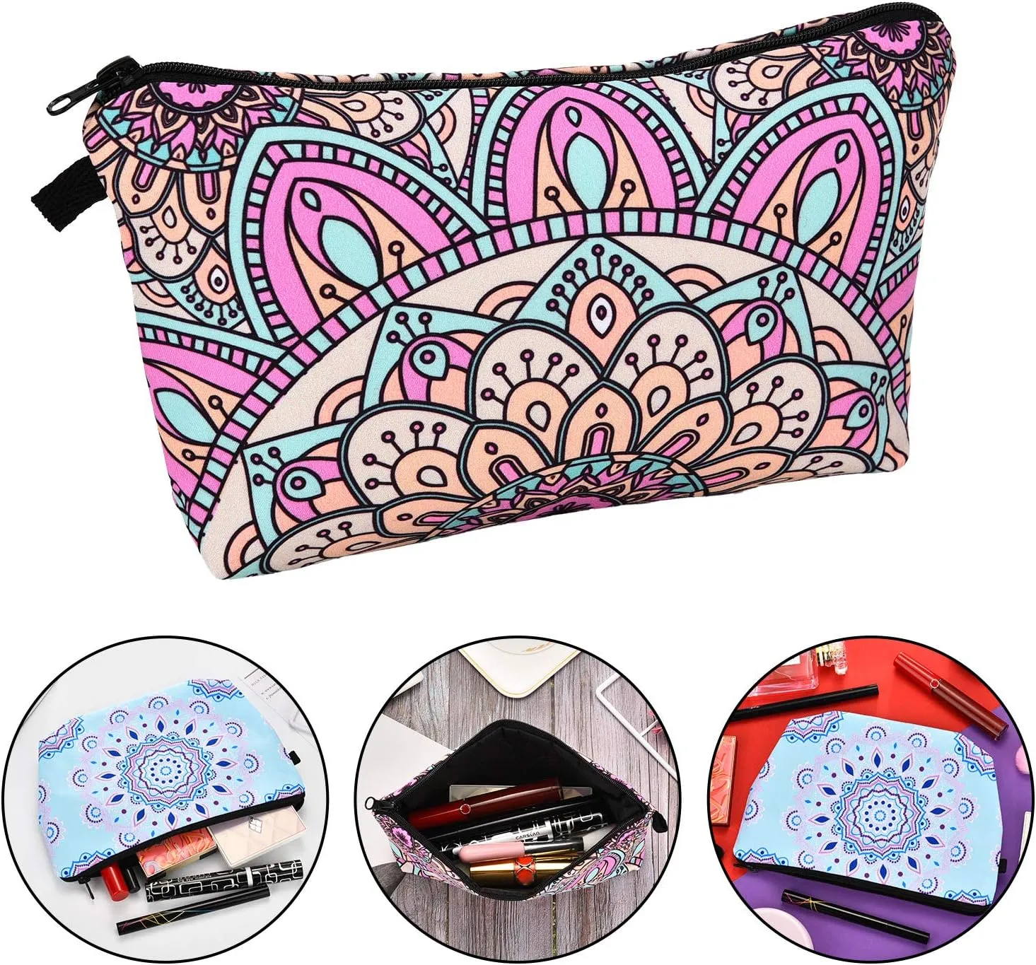 Chuangdi 6 Pieces Makeup Bag Toiletry Pouch Waterproof Cosmetic Bag with Zipper Travel Packing Pouch 8.7 x 5.3 Inch Small Cosmetic Organizer Accessory for Women and Men(Multicolor Style)