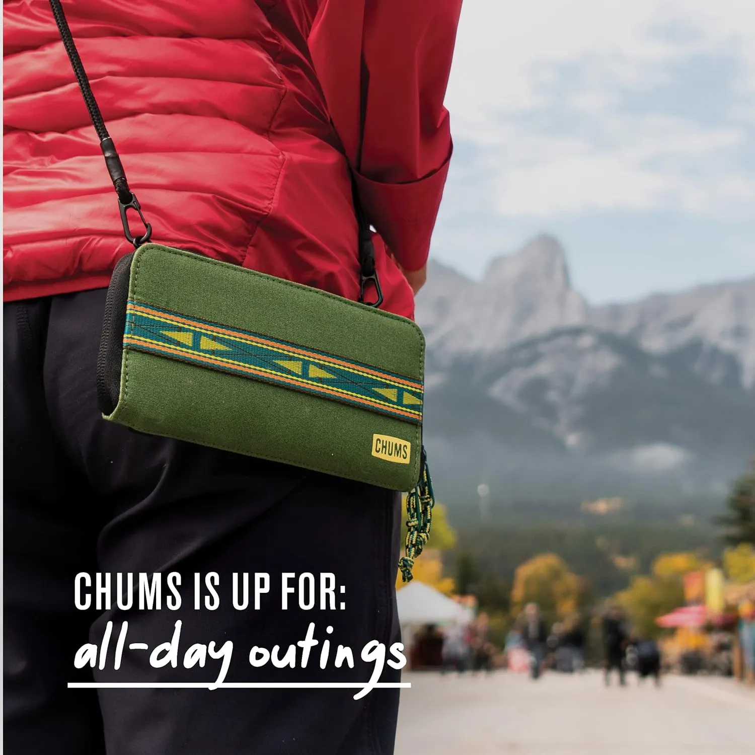 Chums Nomad Wallet - Purse & Cell Phone Wallet with Card Storage, Extra Pocket Space & Removable Strap - Black