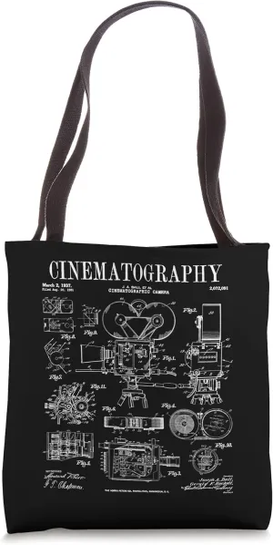 Cinematography Movie Film Camera Vintage Patent Print Tote Bag