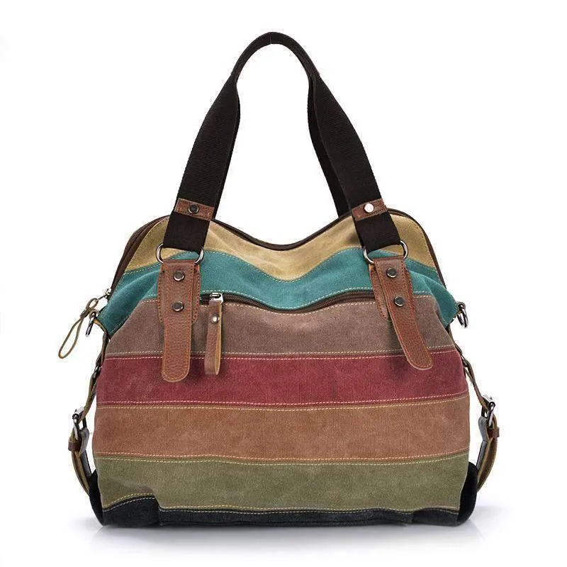 Classic Patchwork Fashion Canvas Shoulder Bag for Women
