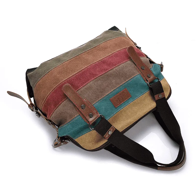 Classic Patchwork Fashion Canvas Shoulder Bag for Women