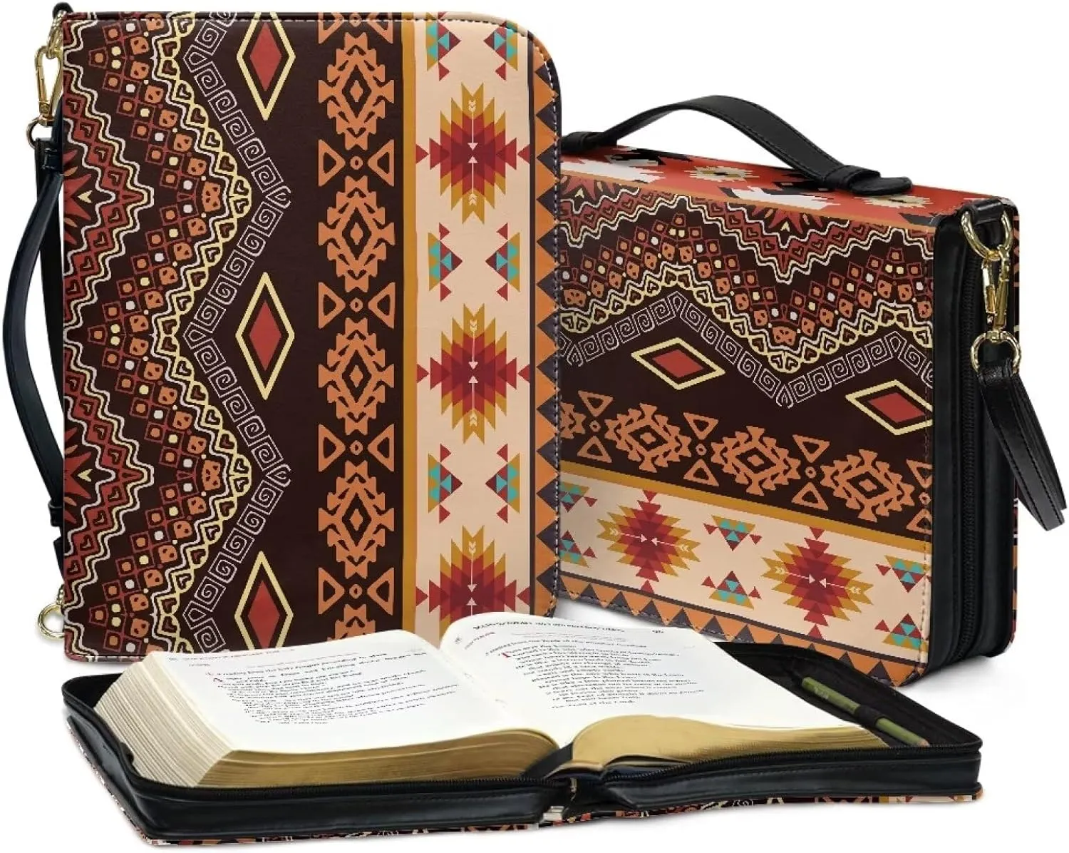 Classic PU Leather Bible Cover Church Book Cover,Carrying Book Case Crossbody Bag Bible Protective