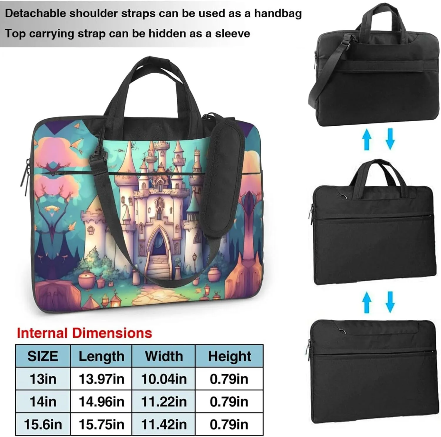 Classical castle Pattern Laptop Bag - with Soft Interior, Multiple Pockets - Ideal for Men, Travel and Business