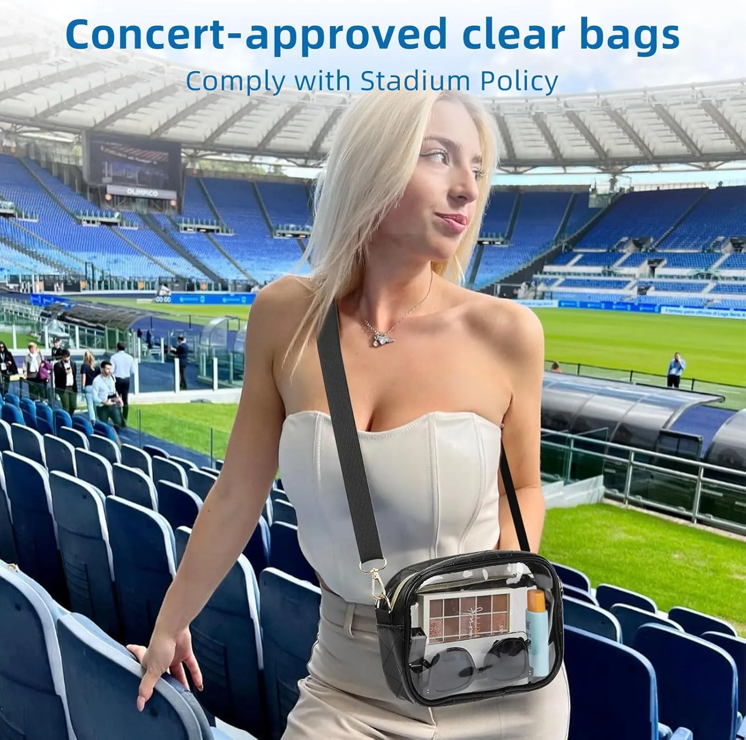 Clear Bag for Stadium Events, Clear Sling Purse Crossbody Bag with Adjustable Shoulder Strap for Women Concert