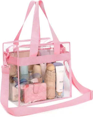 Clear Bag Stadium Approved, Clear Beach Lunch Bag Shoulder Tote Bag - Zipper Closure, Adjustable Strap, See-Through