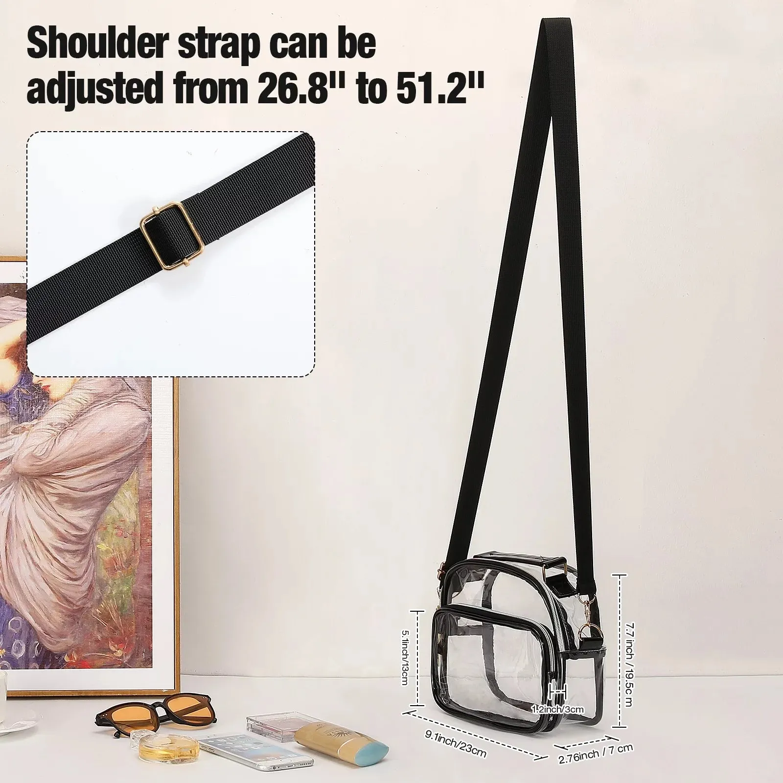 Clear Bag Stadium Approved Small Crossbody Messenger Bag for Concerts Sports Events Festivals