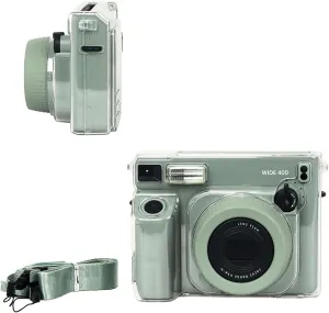 Clear Protective Case for Fujifilm Instax Wide 400,Carrying Case Bag for Instax Wide 400 for instax wide400 Camera case PC Cover with Strap Full Cover Ultra Clear