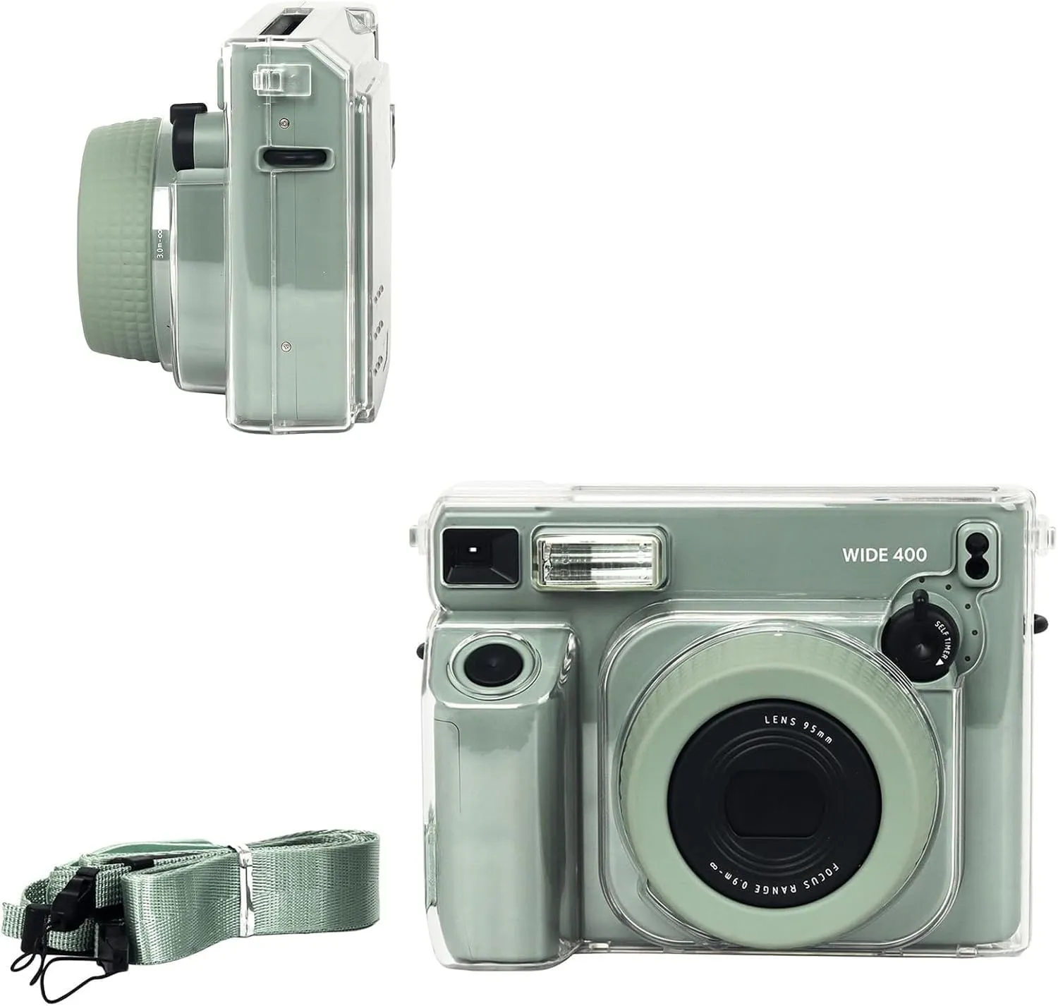 Clear Protective Case for Fujifilm Instax Wide 400,Carrying Case Bag for Instax Wide 400 for instax wide400 Camera case PC Cover with Strap Full Cover Ultra Clear
