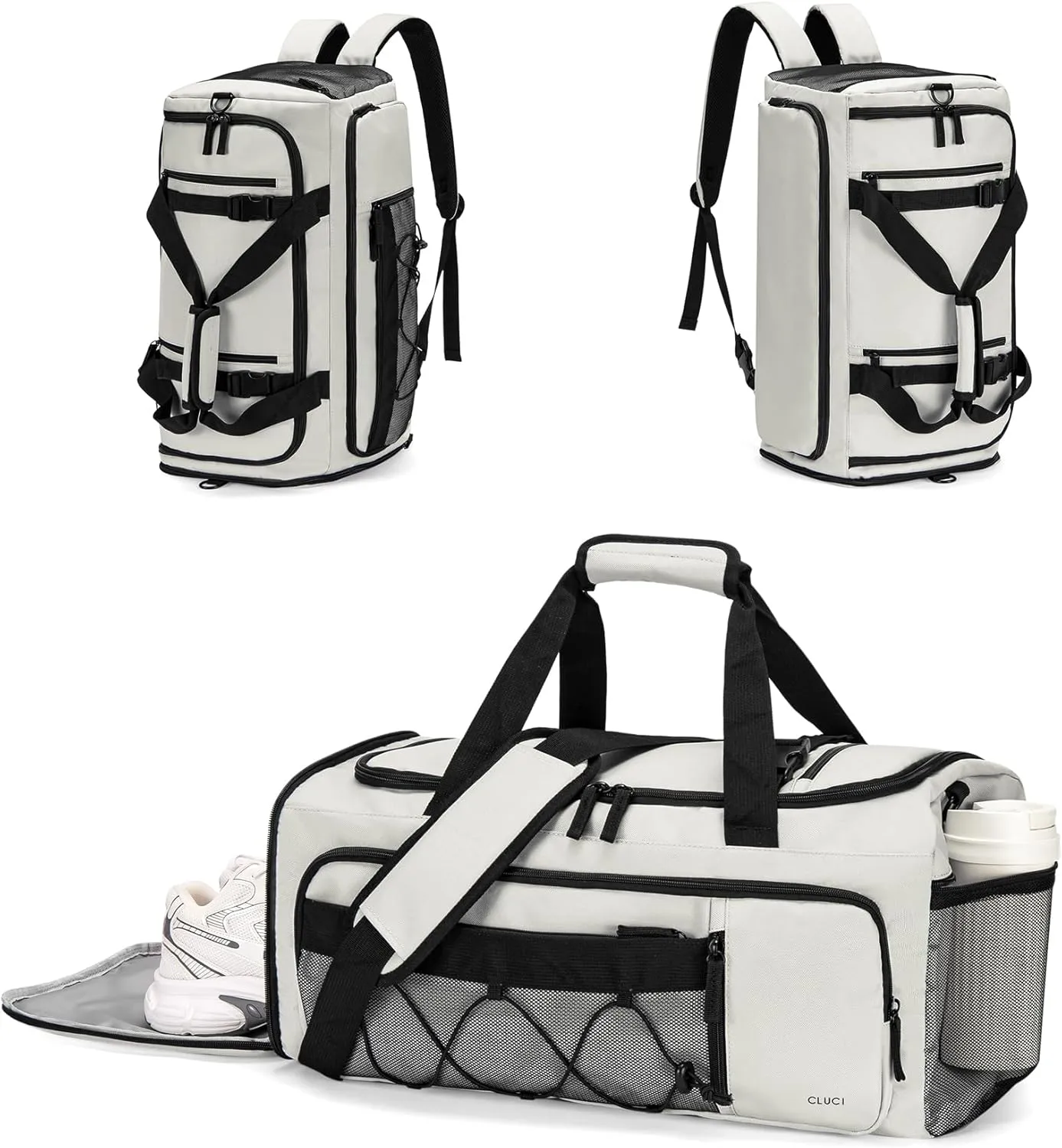 CLUCI Gym Bag for Men & Women, Travel Duffle Sports Duffel Bag Gym Weekender Overnight Backpack with Shoe Compartment