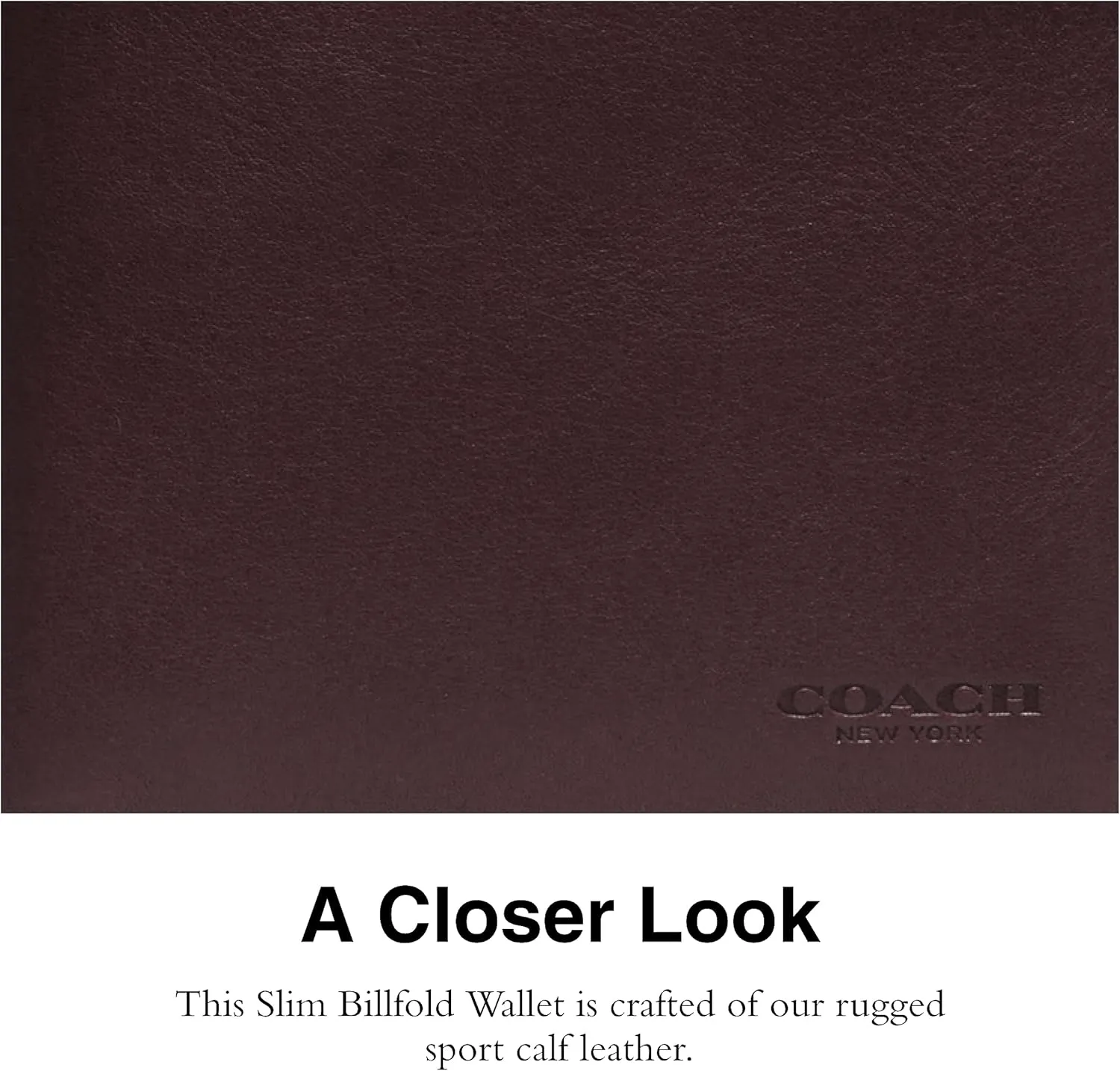 Coach Slim Billfold in Sport Calf, MAHOGANY, One Size