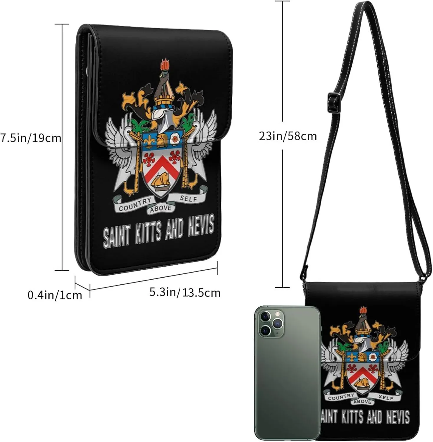 Coat of Arms of Sao Tome and Principe Emblem Small Crossbody Purse Cell Phone Bag for Women
