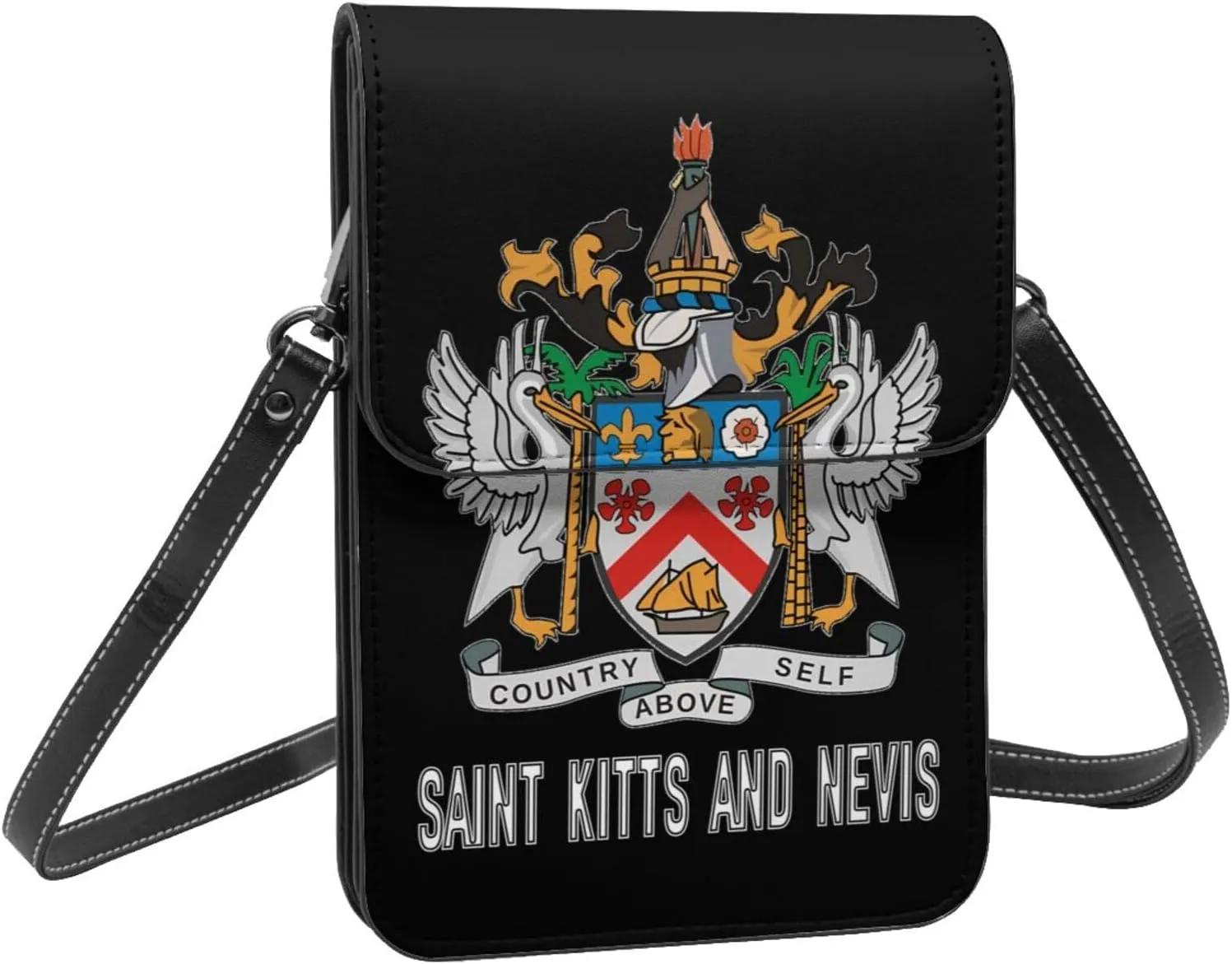 Coat of Arms of Sao Tome and Principe Emblem Small Crossbody Purse Cell Phone Bag for Women