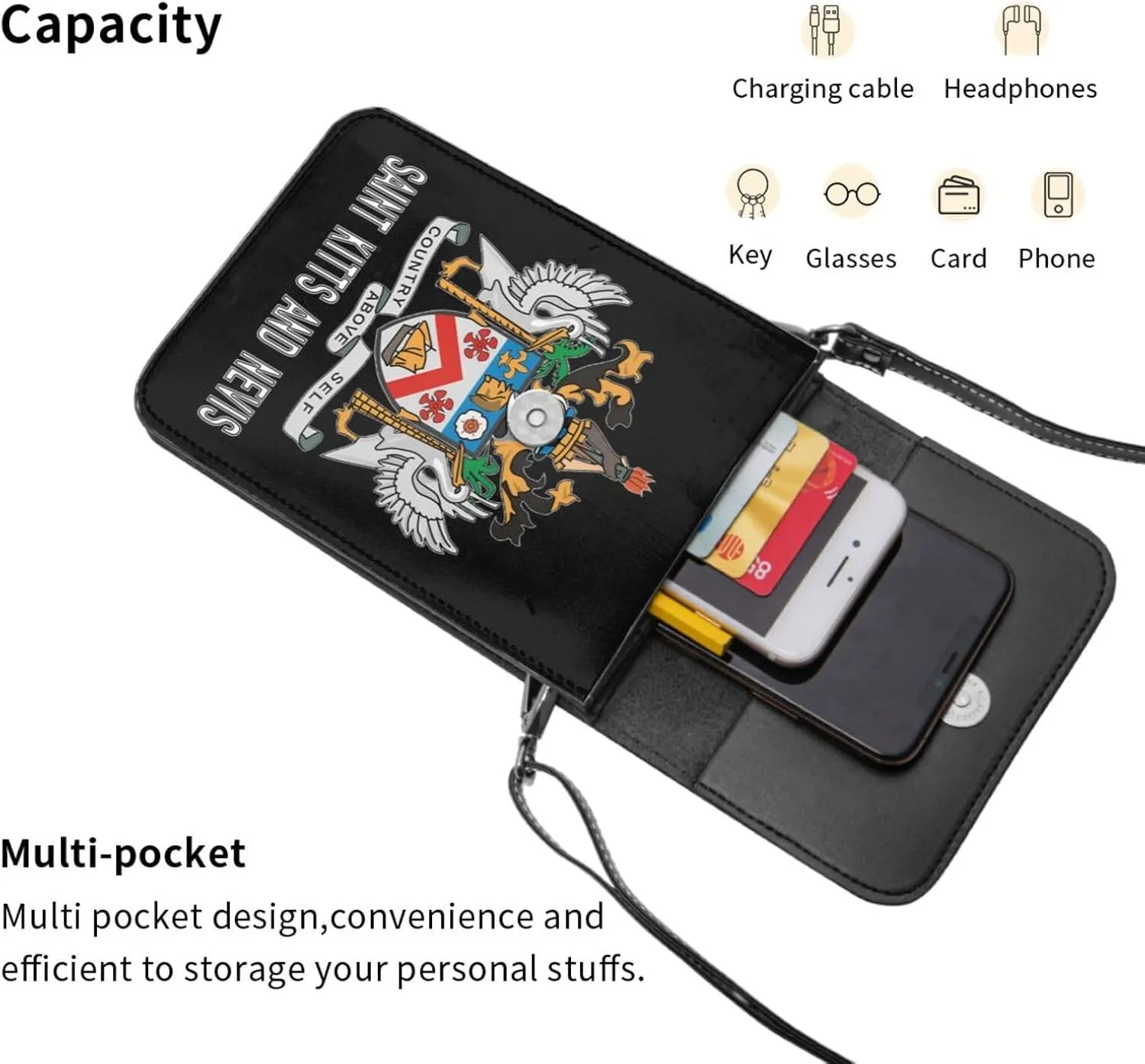 Coat of Arms of Sao Tome and Principe Emblem Small Crossbody Purse Cell Phone Bag for Women