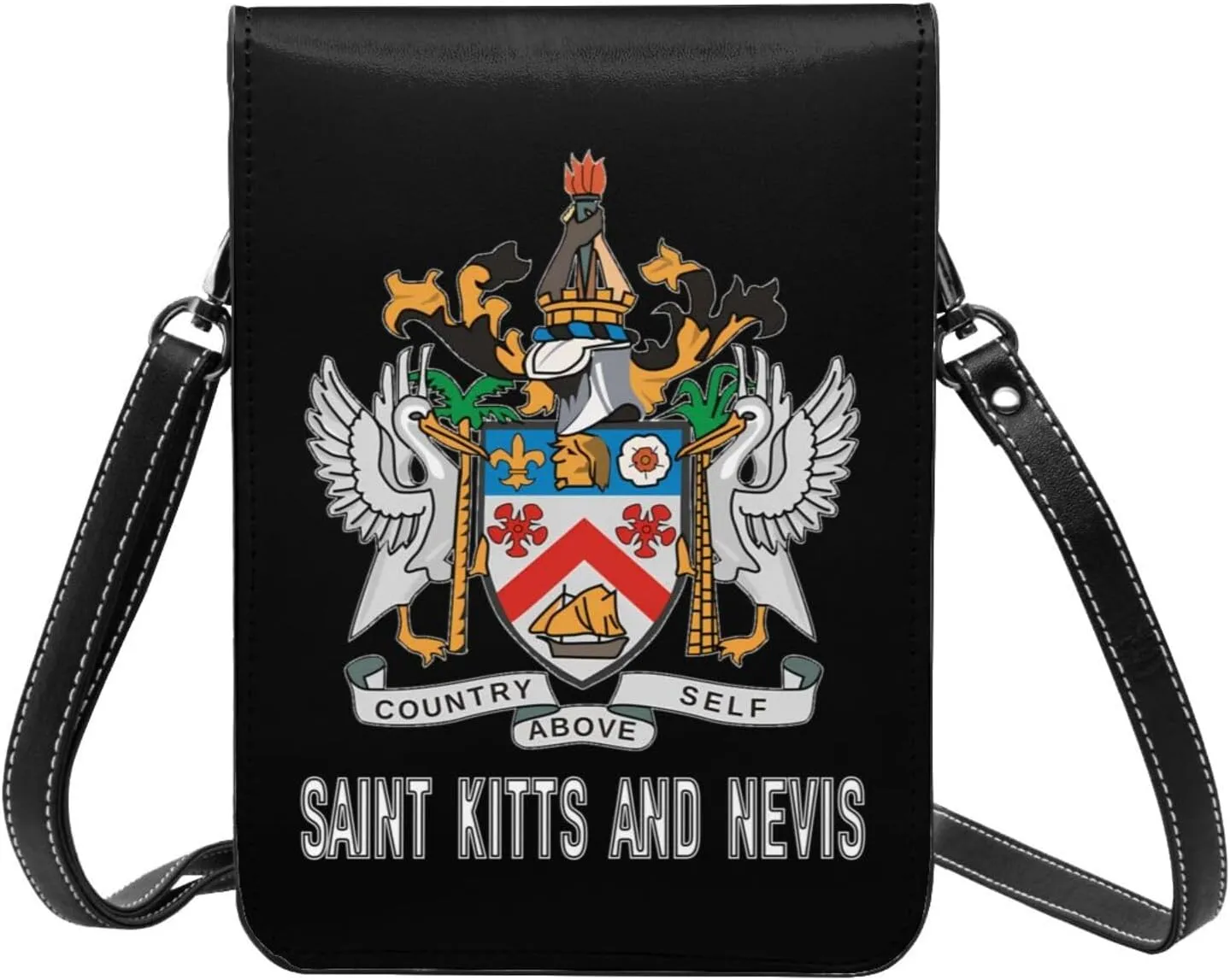 Coat of Arms of Sao Tome and Principe Emblem Small Crossbody Purse Cell Phone Bag for Women