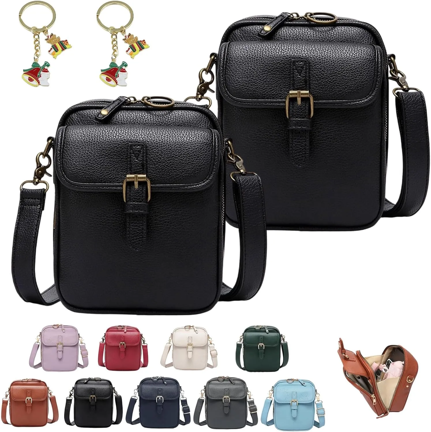 Collaboraten1 Crossbody Leather Bag, 2025 New Vintage Double Layer Urvashi Crossbody Leather Bag for Women