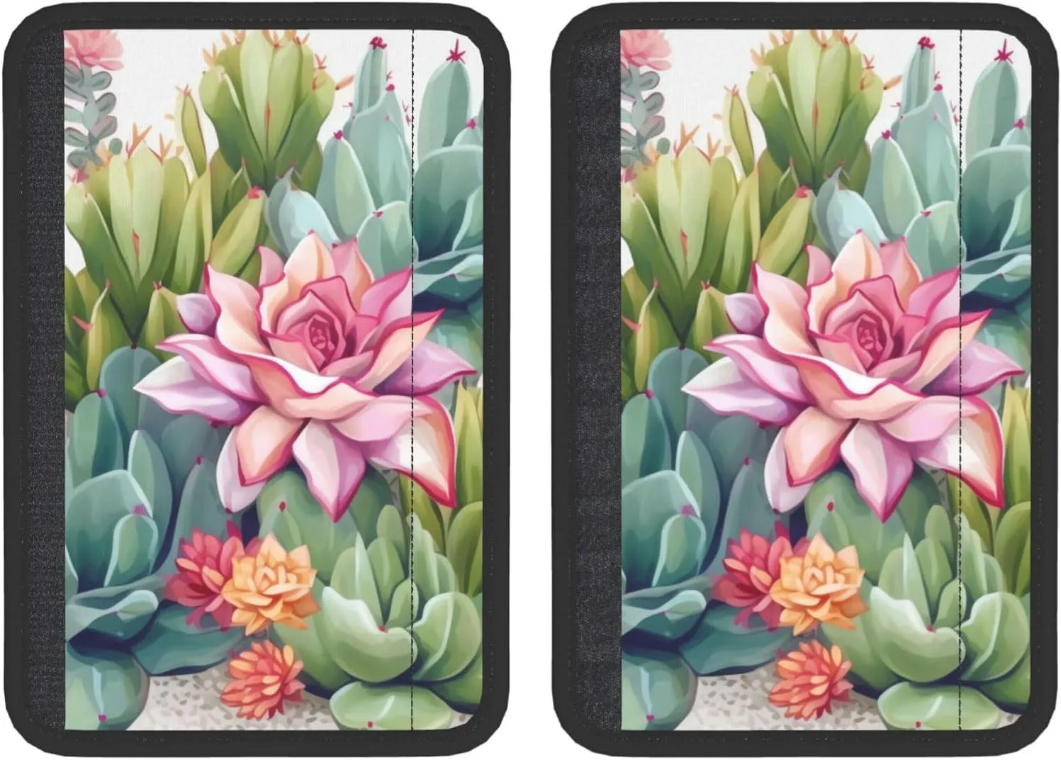 Colorful Cactus Car Seat Belt Pad 2 Pack Universal Fit Seatbelt Cover Soft and Comfortable Backpack Shoulder Pad Adjustable Neck Cushion Protector Harness Pad for Car Bag