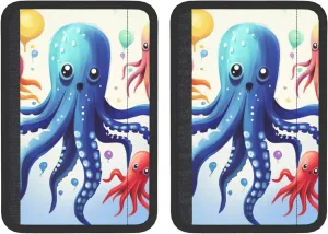 Colorful Squid Octopus Car Seat Belt Pad 2 Pack Universal Fit Seatbelt Cover Soft and Comfortable Backpack Shoulder Pad Adjustable Neck Cushion Protector Harness Pad for Car Bag