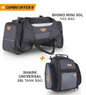 Combo 6: Rhino Mini 50L Tail Bag   Shark Universal 28L Tank Bag