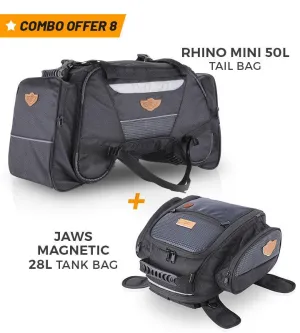 Combo 8: Rhino Mini 50L Tail Bag   Jaws Magnetic 28L Tank Bag