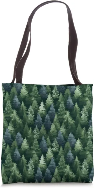 Coniferous Forest Trees Pattern, Wildlife Nature Tote Bag