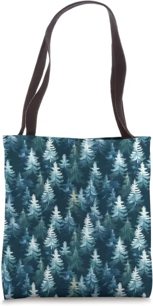 Coniferous Forest Trees Pattern, Wildlife Nature Tote Bag