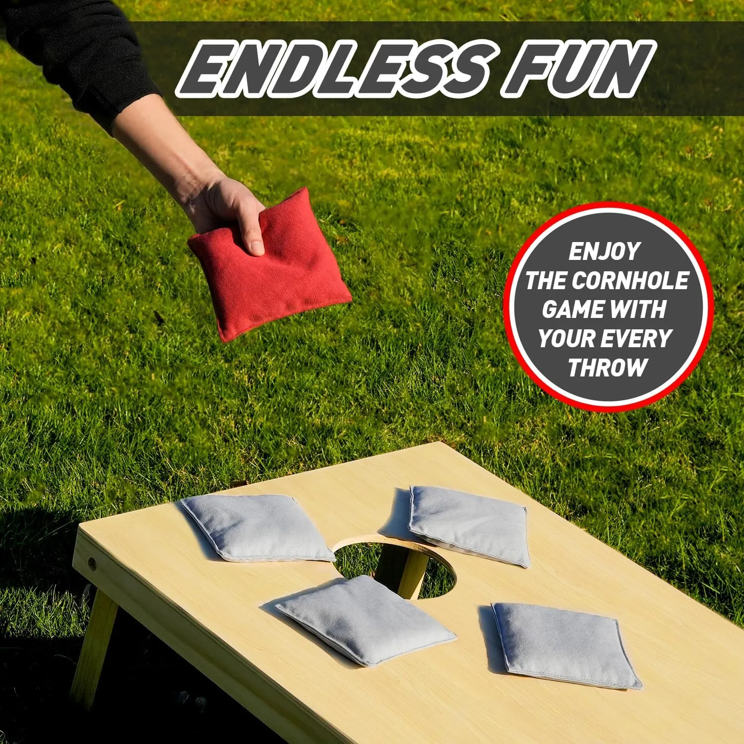 Cornhole Bags Set of 8 Regulation Corn Hole Bean Bags for Cornhole Game, Professional Weather Resistant Corn Hole Bags with Tote Bag