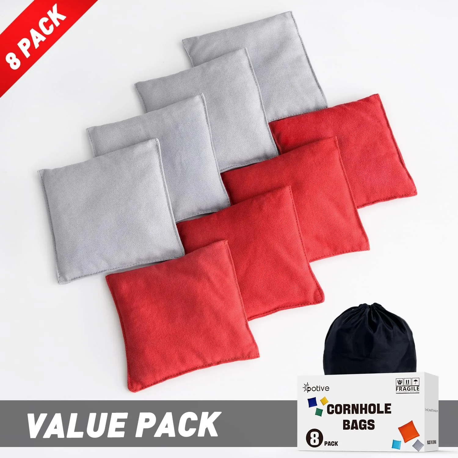 Cornhole Bags Set of 8 Regulation Corn Hole Bean Bags for Cornhole Game, Professional Weather Resistant Corn Hole Bags with Tote Bag