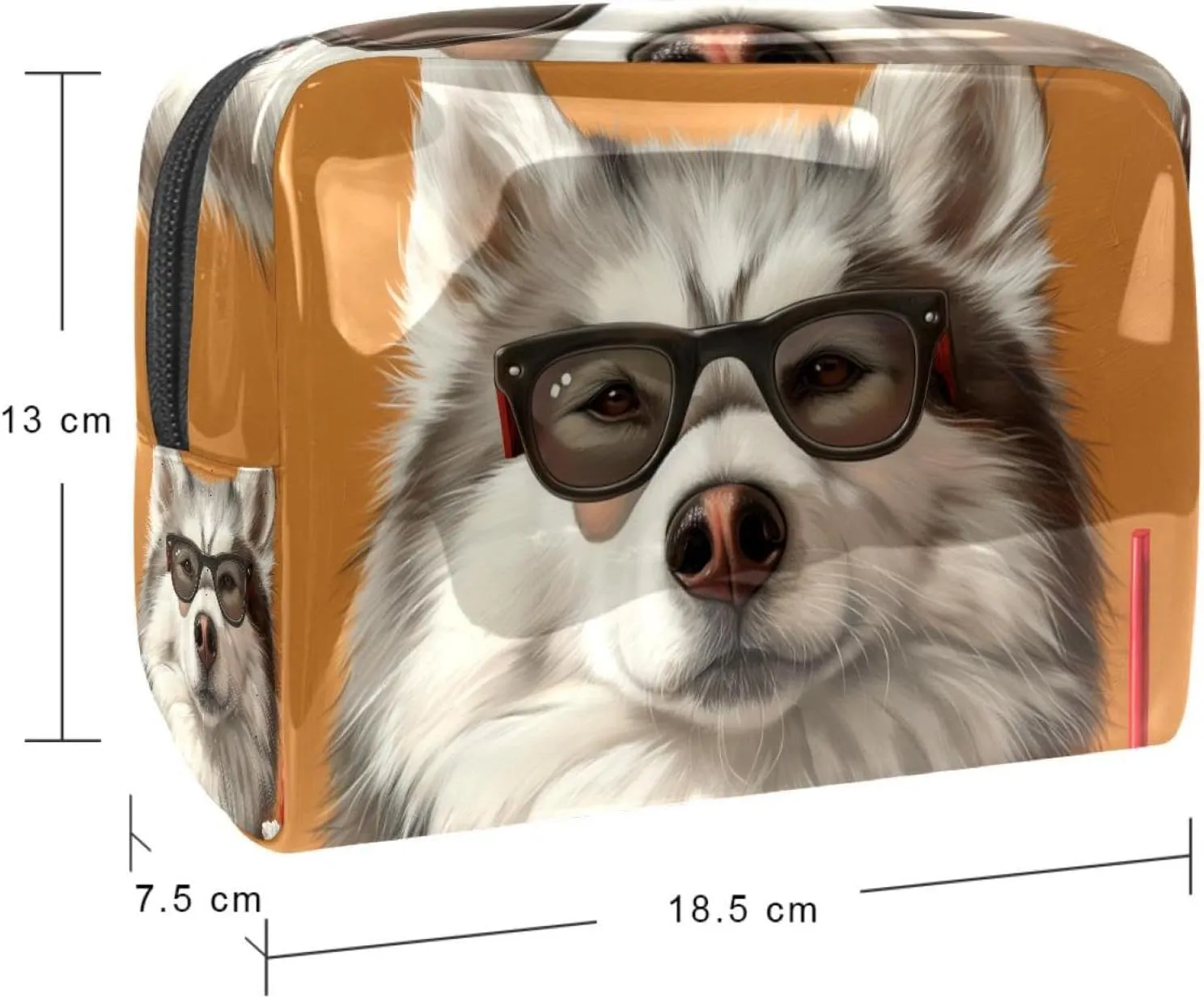 Cosmetic Bag Drinking Husky Travel Makeup Bag Portable Travel Toiletry Bag Makeup Organizer Bag 7.3x3x5.1in