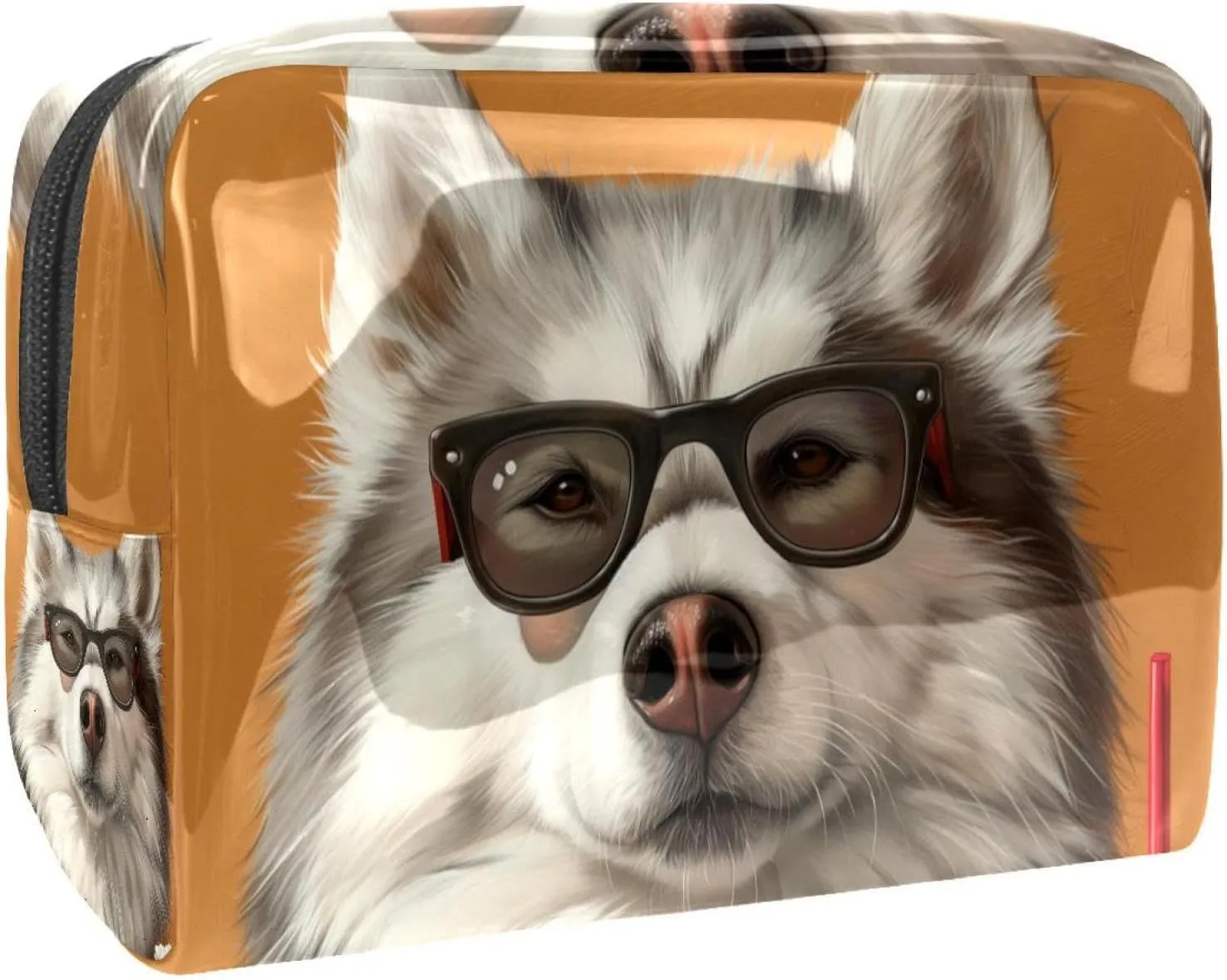 Cosmetic Bag Drinking Husky Travel Makeup Bag Portable Travel Toiletry Bag Makeup Organizer Bag 7.3x3x5.1in