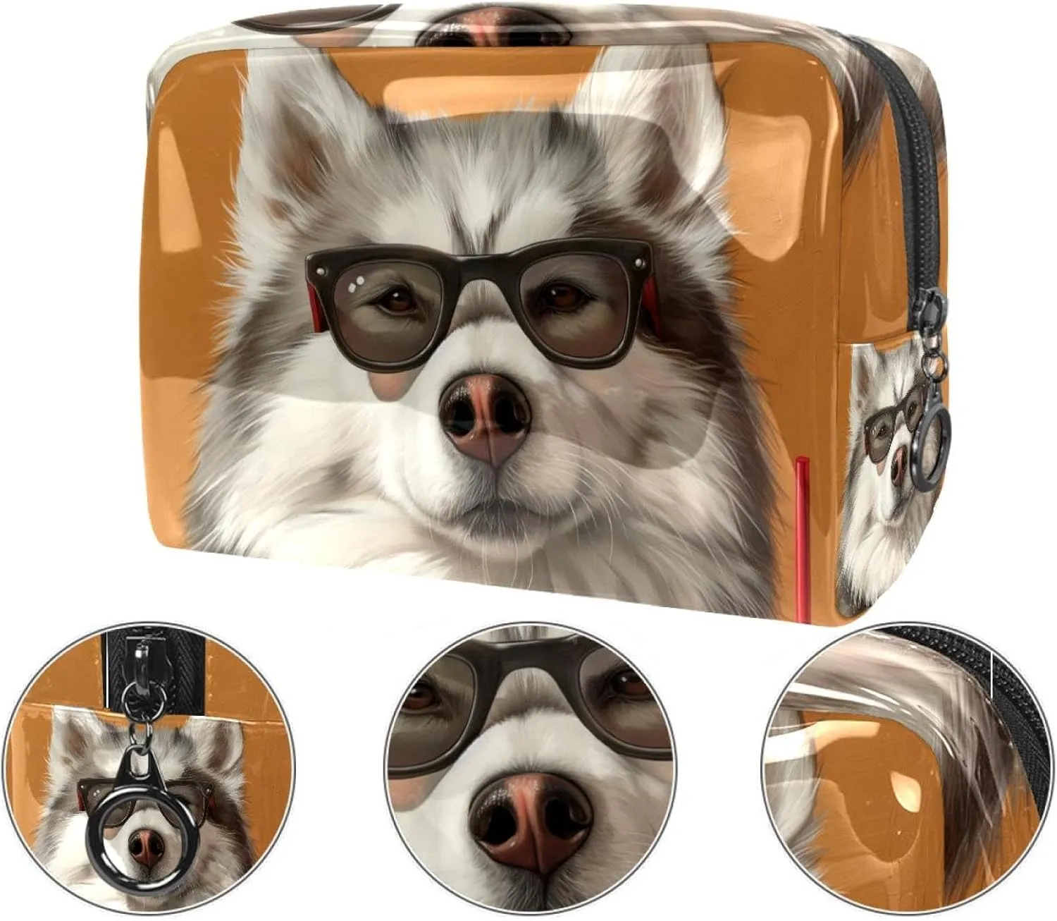 Cosmetic Bag Drinking Husky Travel Makeup Bag Portable Travel Toiletry Bag Makeup Organizer Bag 7.3x3x5.1in