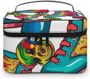 Cosmetic Bag Portable Colorful Roller Skates Toiletry Bag Large Capacity Travel Makeup Bag Beauty Makeup Organizer for Full-Sized Shampoo Conditioner Brushes Set Makeup Accessories