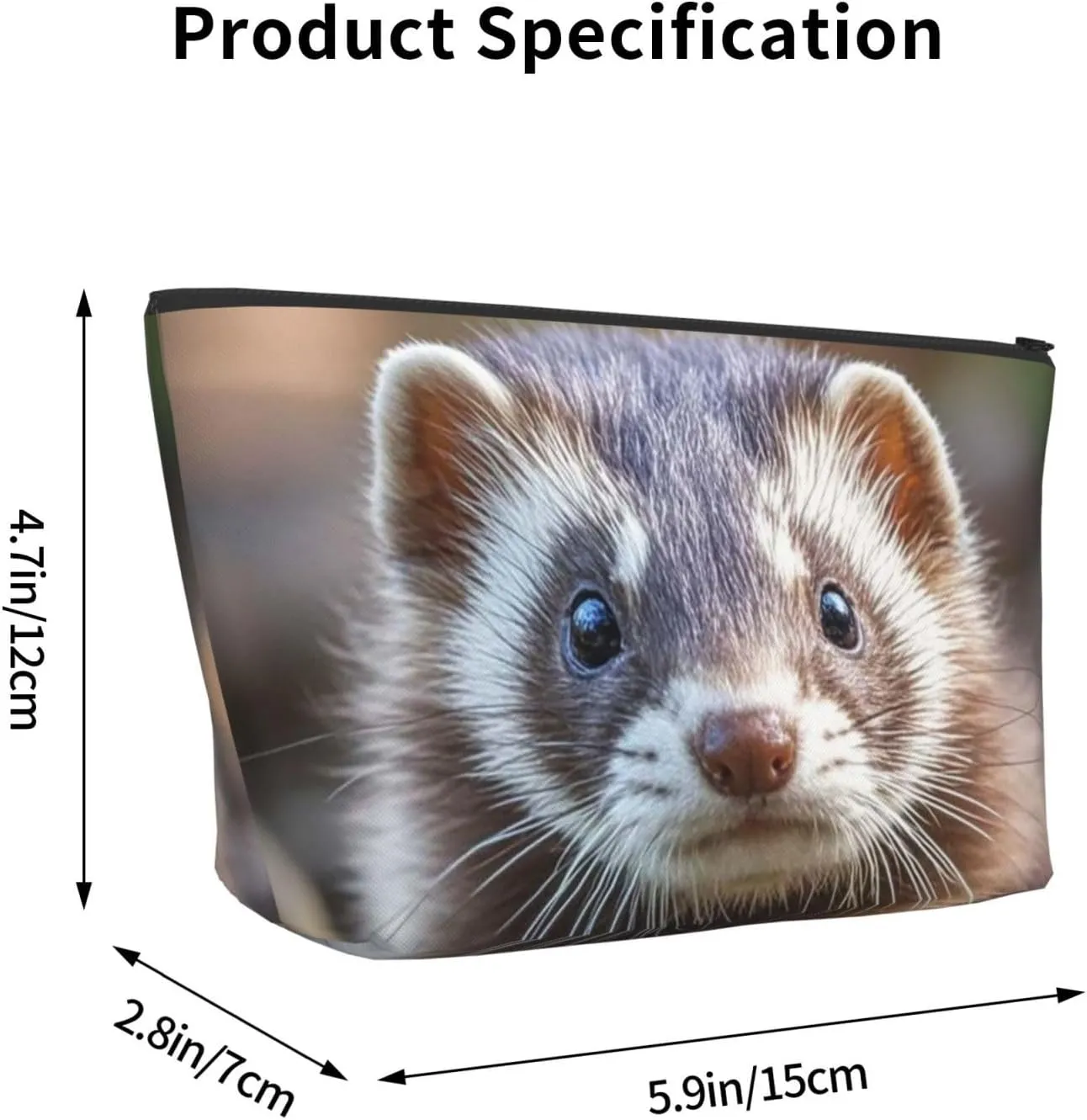 Cosmetic Bag Portable Makeup Bag Hairy Ferret Toiletry Bag Large Capacity Zipper Pouch Waterproof Toiletry Pouch Makeup Organizer Case for Women Men