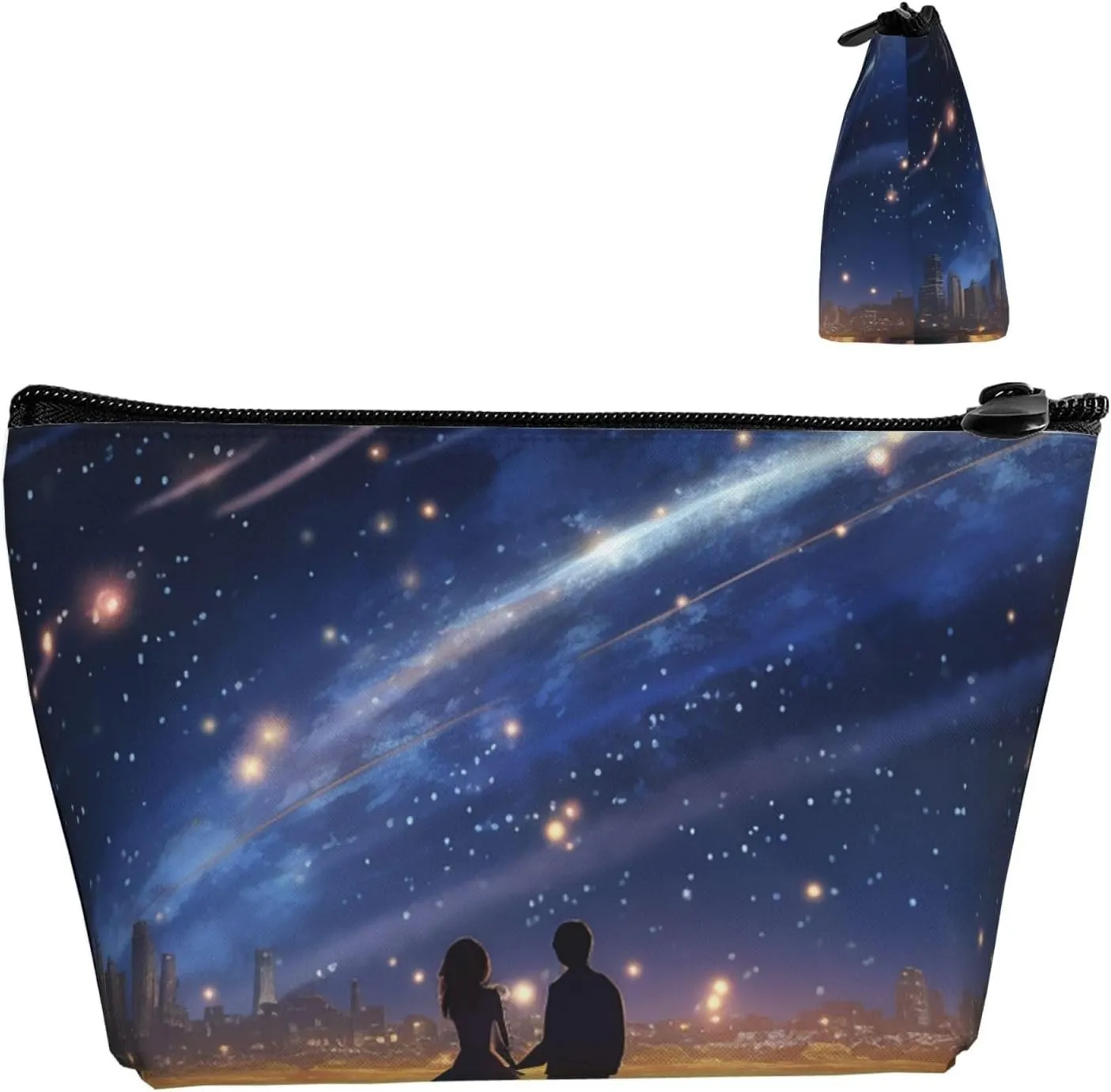Cosmetic Bag Portable Makeup Bag Lovers Starlight Night Toiletry Bag Large Capacity Zipper Pouch Waterproof Toiletry Pouch Makeup Organizer Case for Women Men