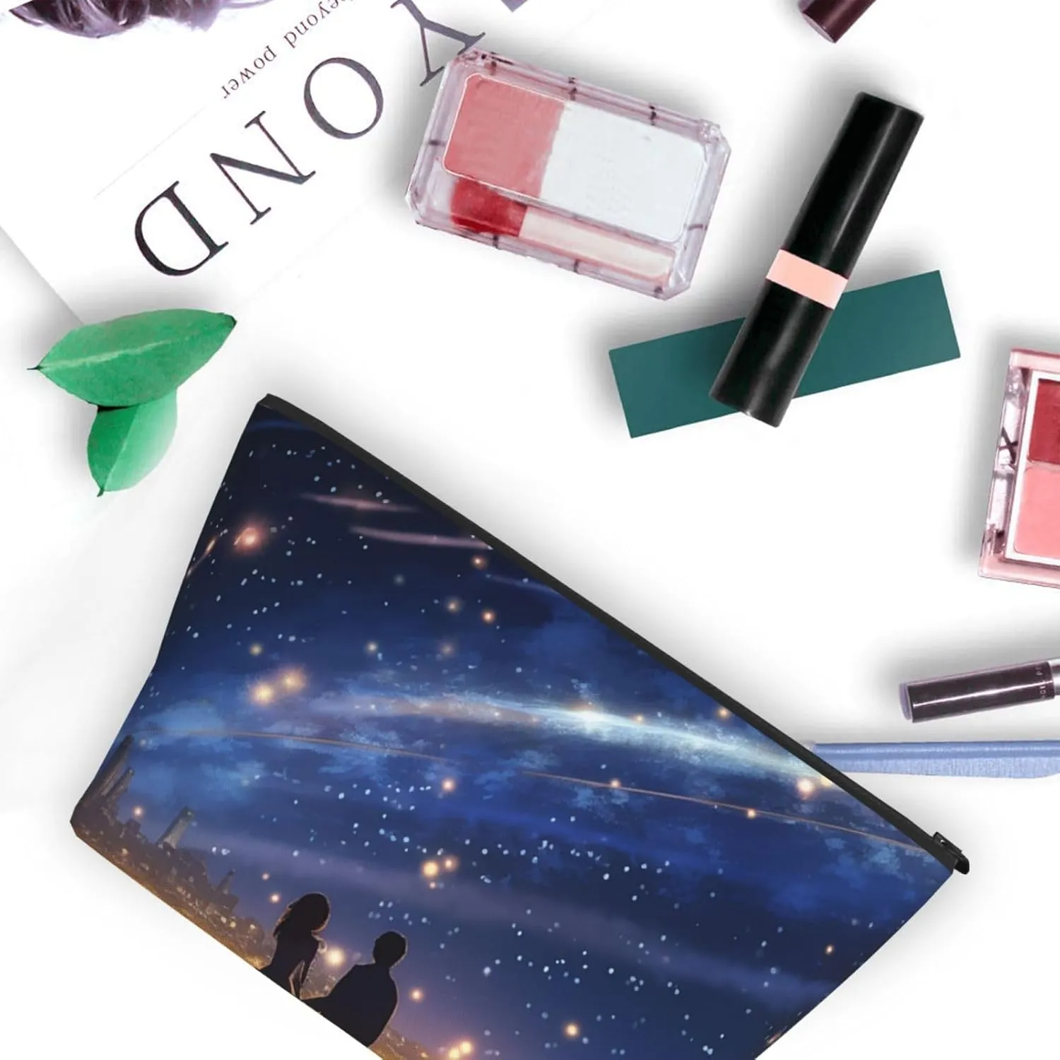 Cosmetic Bag Portable Makeup Bag Lovers Starlight Night Toiletry Bag Large Capacity Zipper Pouch Waterproof Toiletry Pouch Makeup Organizer Case for Women Men
