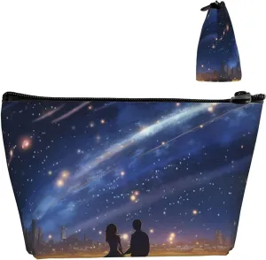Cosmetic Bag Portable Makeup Bag Lovers Starlight Night Toiletry Bag Large Capacity Zipper Pouch Waterproof Toiletry Pouch Makeup Organizer Case for Women Men