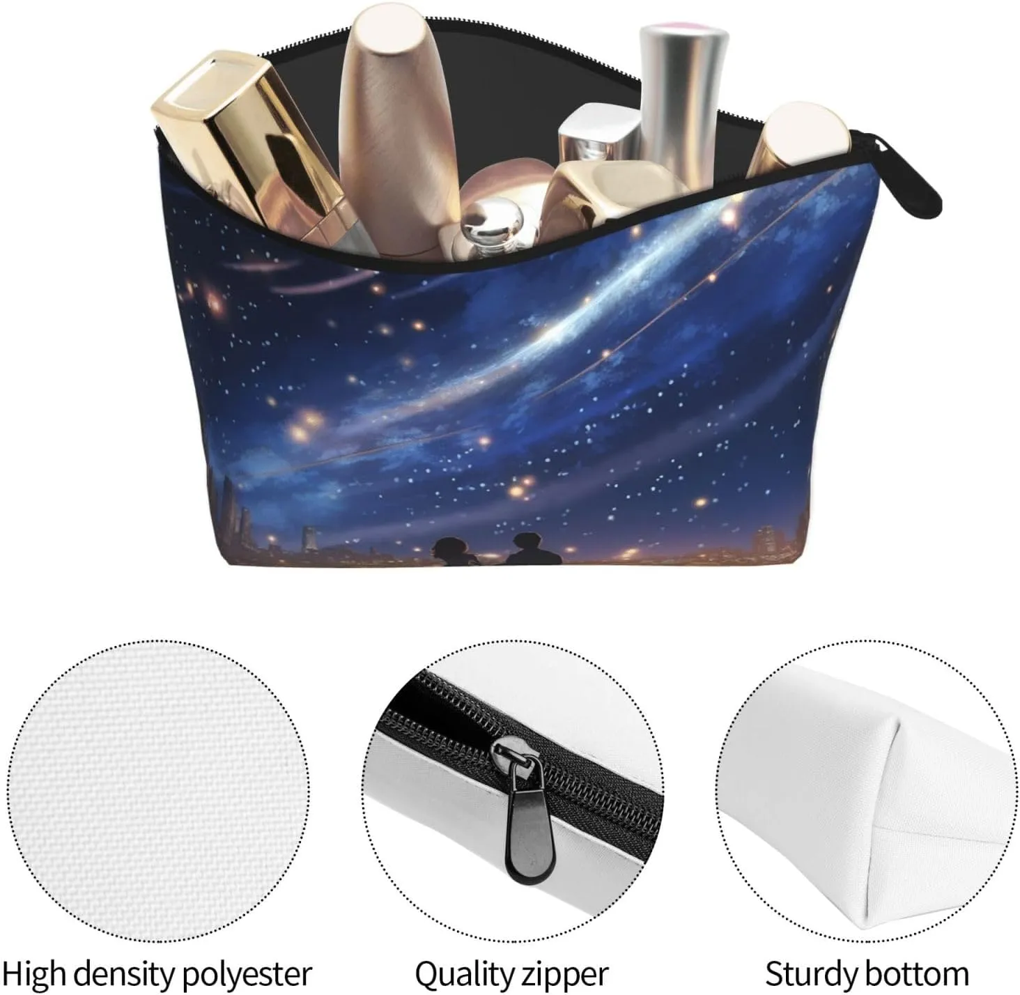 Cosmetic Bag Portable Makeup Bag Lovers Starlight Night Toiletry Bag Large Capacity Zipper Pouch Waterproof Toiletry Pouch Makeup Organizer Case for Women Men