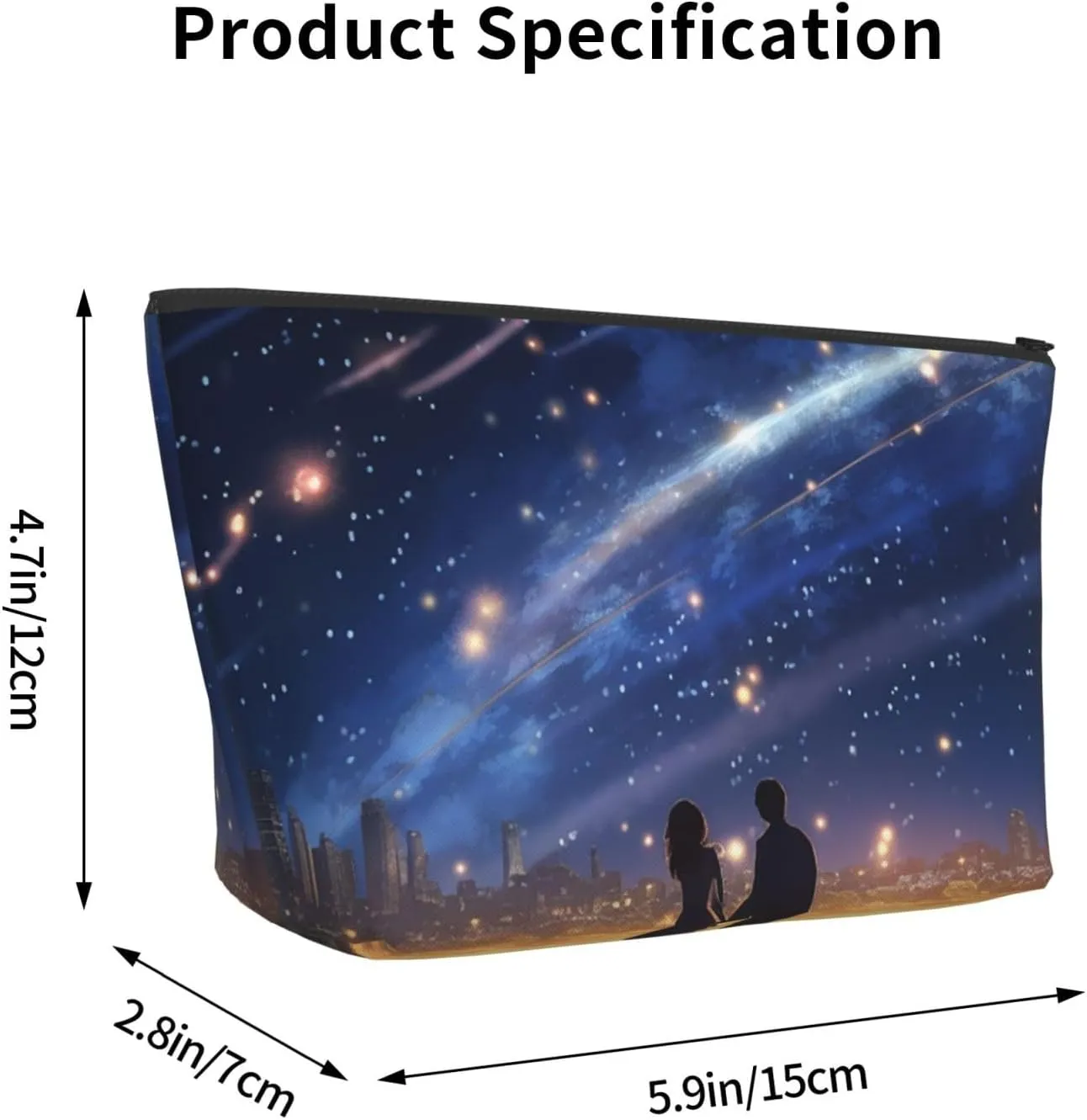 Cosmetic Bag Portable Makeup Bag Lovers Starlight Night Toiletry Bag Large Capacity Zipper Pouch Waterproof Toiletry Pouch Makeup Organizer Case for Women Men