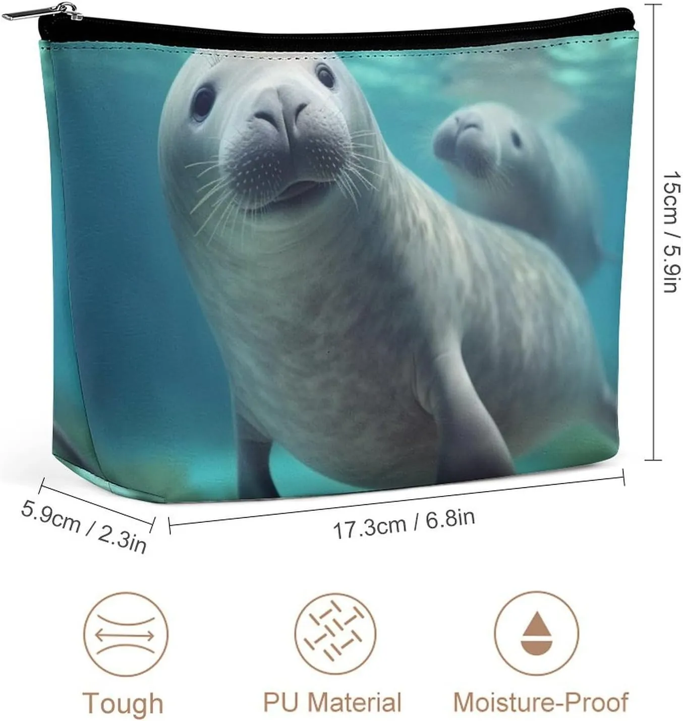 Cosmetic Bag Travel Makeup Bag Waterproof Toiletry Bag Cute Sea Animal Makeup Organizer Case Portable Toiletry Pouch Large Capacity Zipper Pouch for Women Men