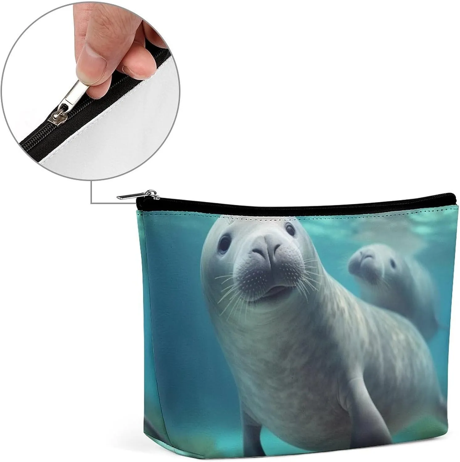 Cosmetic Bag Travel Makeup Bag Waterproof Toiletry Bag Cute Sea Animal Makeup Organizer Case Portable Toiletry Pouch Large Capacity Zipper Pouch for Women Men