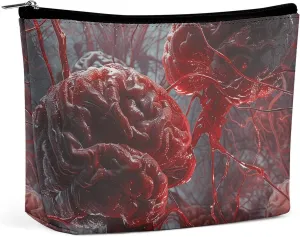 Cosmetic Bag Travel Makeup Bag Waterproof Toiletry Bag Red Brain Nerve Makeup Organizer Case Portable Toiletry Pouch Large Capacity Zipper Pouch for Women Men