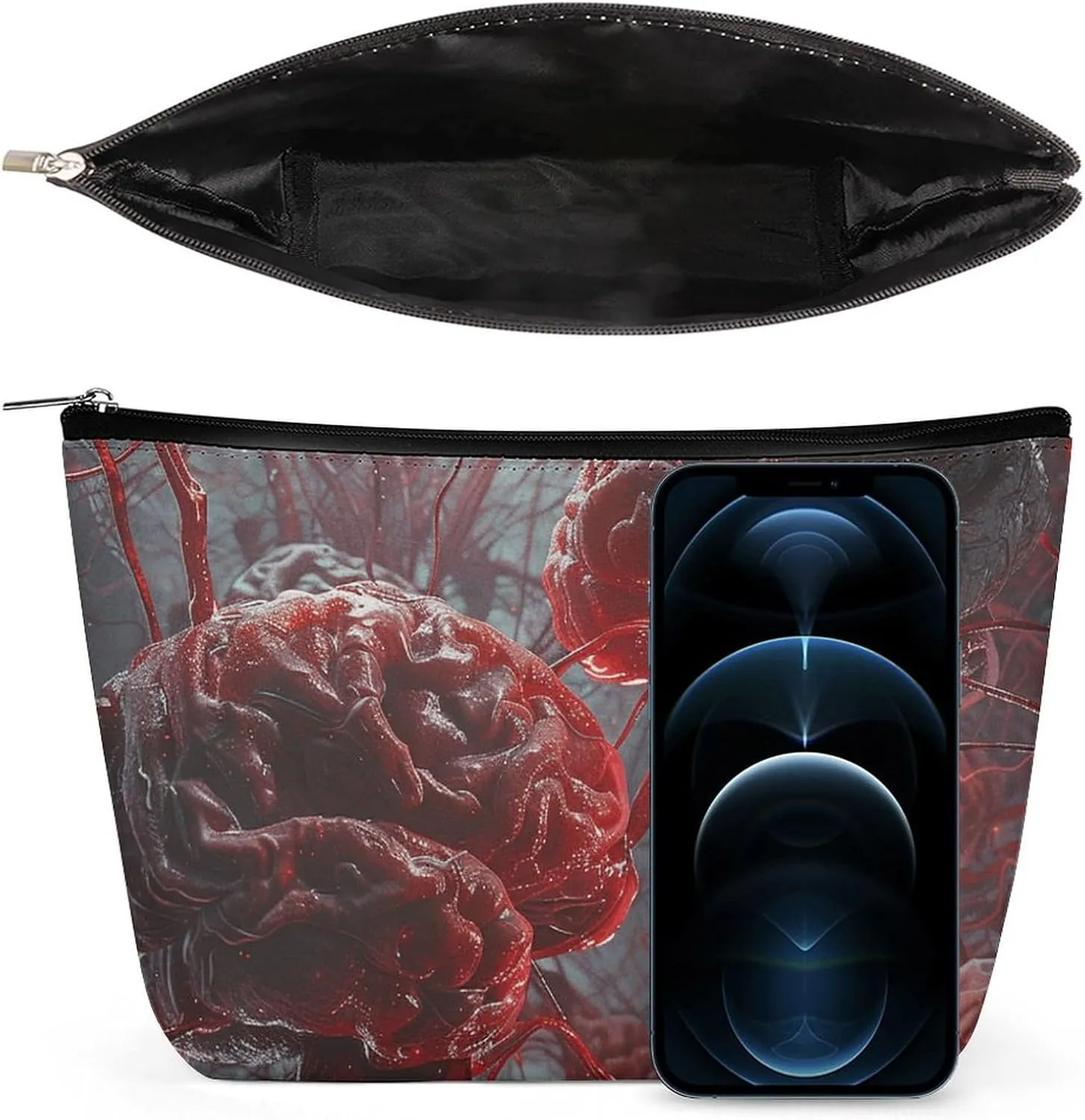Cosmetic Bag Travel Makeup Bag Waterproof Toiletry Bag Red Brain Nerve Makeup Organizer Case Portable Toiletry Pouch Large Capacity Zipper Pouch for Women Men