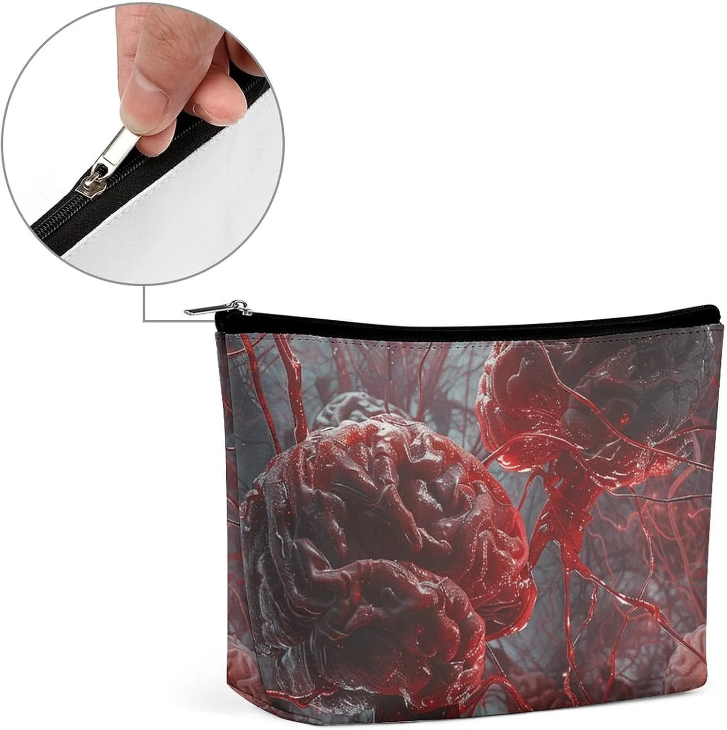 Cosmetic Bag Travel Makeup Bag Waterproof Toiletry Bag Red Brain Nerve Makeup Organizer Case Portable Toiletry Pouch Large Capacity Zipper Pouch for Women Men