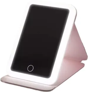 Cosmetic Mirror Foldable LED Makeup Mirror with Light Supplementary Mirror Portable Desktop Bedroom Makeup Rechargeable Mirror Make Up Mirrors (Color : B) (A)