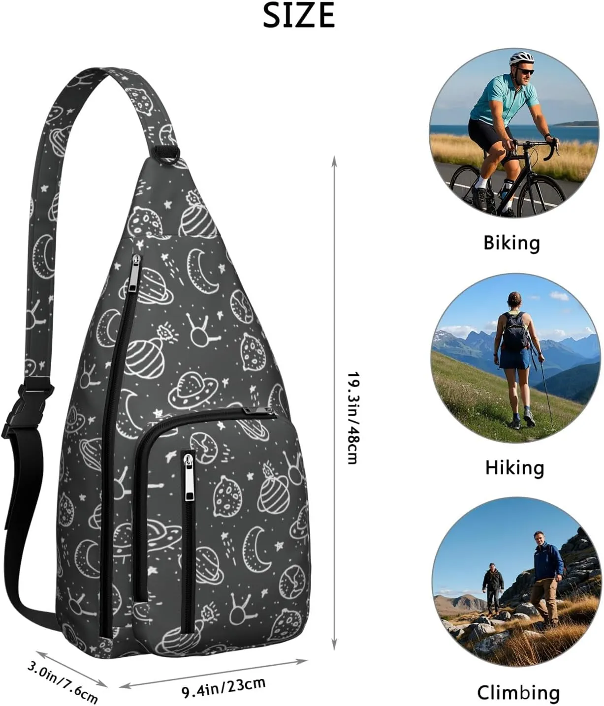 Cosmos Planet Space Crossbody Bag Daypack for Women Men Lightweight Waterproof Sling Bag Backpack Hiking Cycling