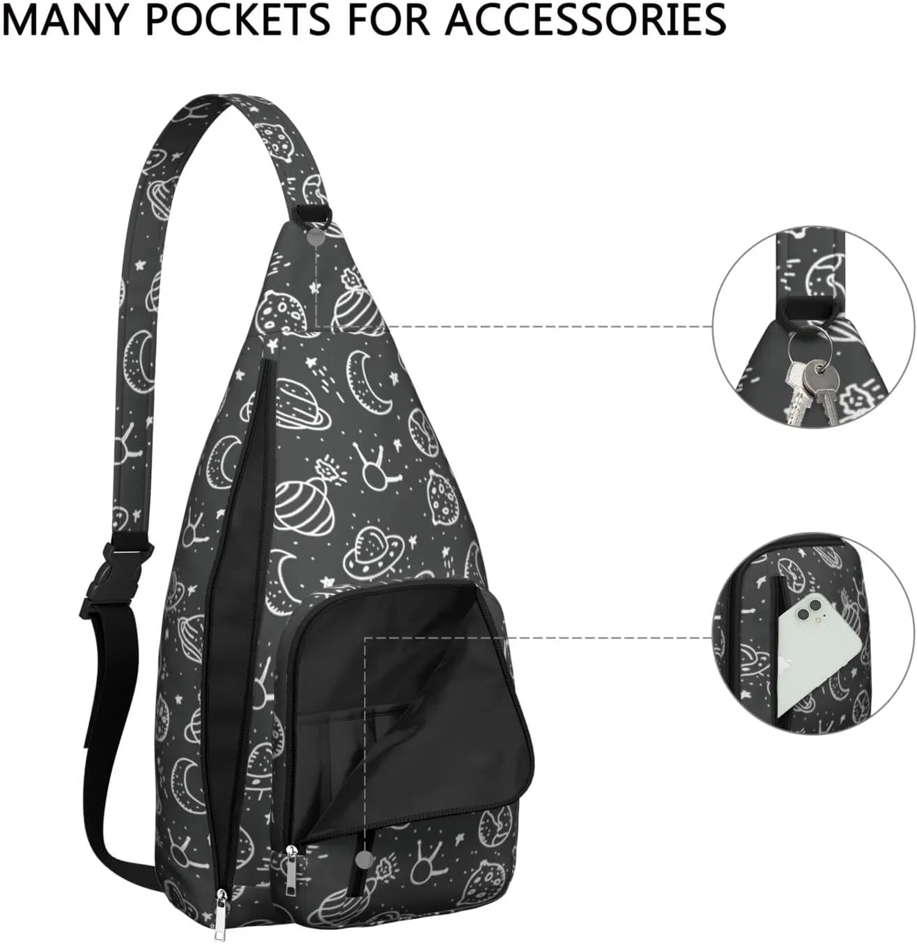 Cosmos Planet Space Crossbody Bag Daypack for Women Men Lightweight Waterproof Sling Bag Backpack Hiking Cycling